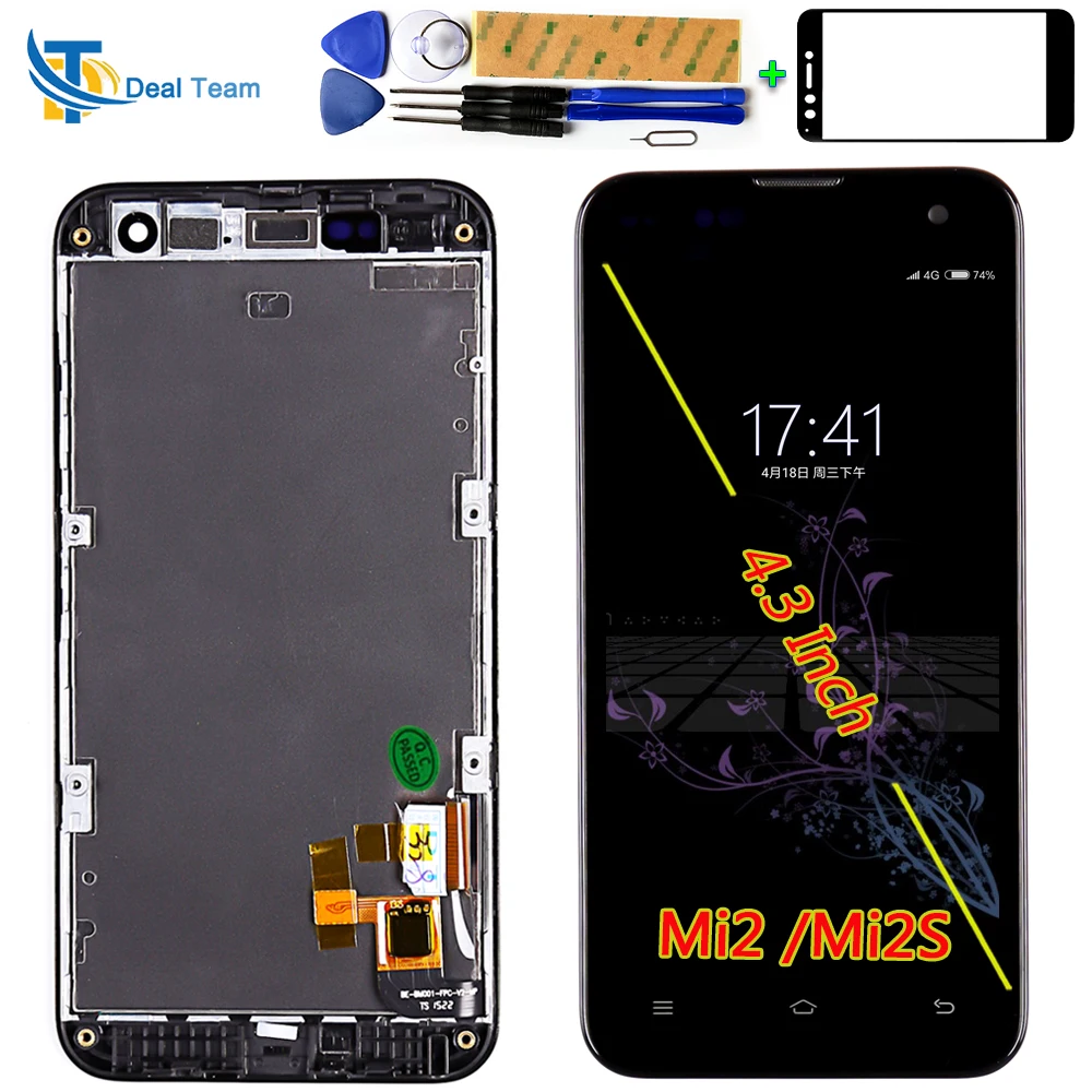 Для Xiaomi mi 2 mi2S mi2 IPS ЖК дисплей сенсорный экран дигитайзер сборка 1280*720 рамка с
