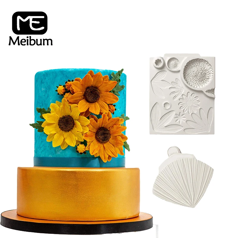 Подсолнух маргаритки Сахарная паста глазурь силиконовая форма для помадки лист