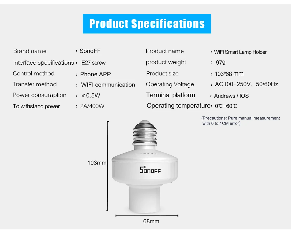 SONOFF Slampher E27 Wi-Fi RF 433 МГц беспроводной пульт дистанционного управления лампа-светильник лампа Держатель смарт-работа с Google Home Alexa гнездо