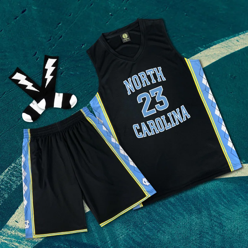Северная Каролина 23 # комплект баскетбольных Джерси быстросохнущая дышащая