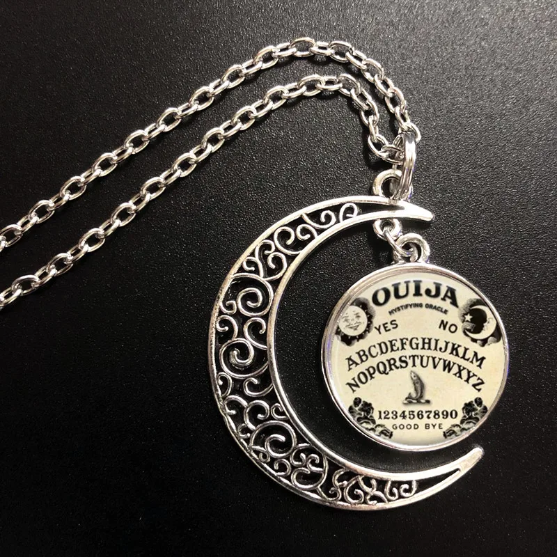 

Ouija Board Logo Pendant Moon Necklace Hot Sale Handmade Vintage Chain Choker Statement Necklace 2016 Fine Art Necklace Jewelry