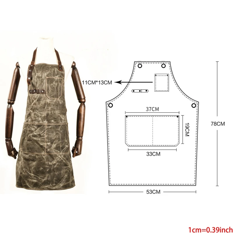 

Canvas Work Apron Coffee Shop Retro Apron High-End Restaurant Artisan Overalls Aprons for Cleaning Cooking Baking