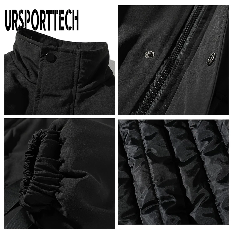 URSPORTTECH Winter Jacket Men Parak Casual Loose Winter Coat Male Thick Warm Couple Parkas Fashin Cotton Jackets Coats 709-M12