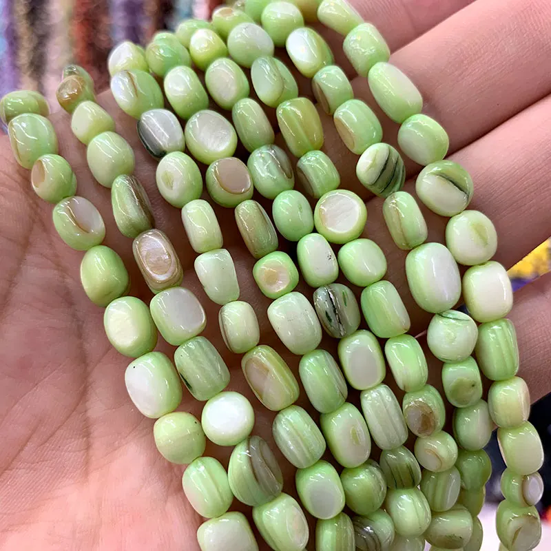 light grass green Браслет из прородного белого камня, цветной краситель 5-8 мм, гравийная форма, бисер для самостоятельного изготовления ювелирных изделий, браслет, ожерелье из нескольких нитей 15,5'' - Цвет: light grass green