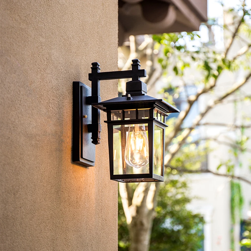 Винтажный Уличный настенный светильник Черные Водонепроницаемые настенные