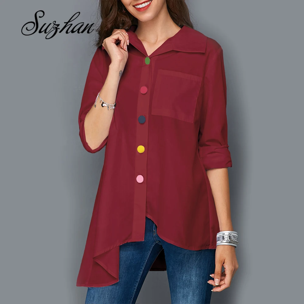Suzhan новинка блузка для женщин повседневный Топ рубашки блузки женские свободные