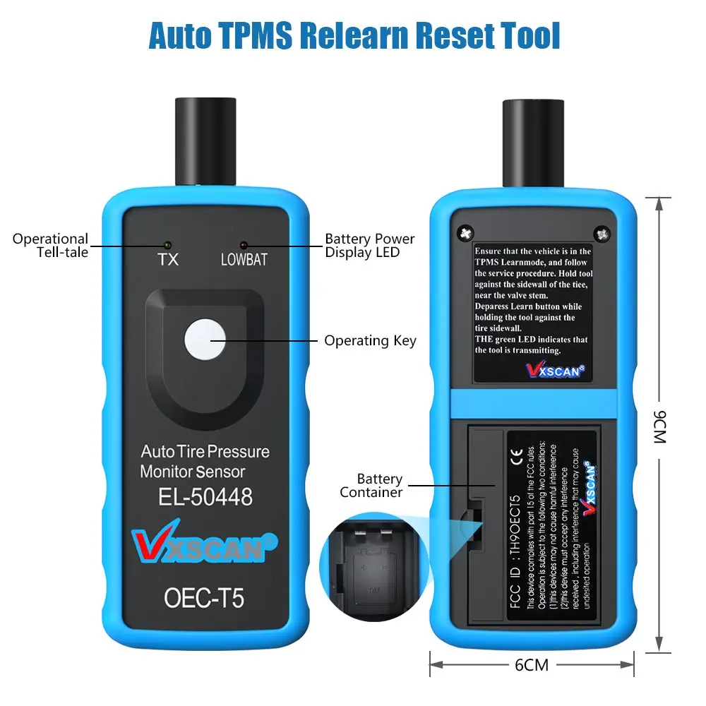 VXSCAN El-50448 El50448 Автомобильный датчик контроля давления в шинах датчик TPMS инструмент активации OEC-T5 EL 50448 TPM диагностический инструмент