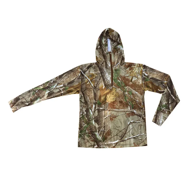 Охотничьи бионические камуфляжные Топы с капюшоном летняя одежда длинным