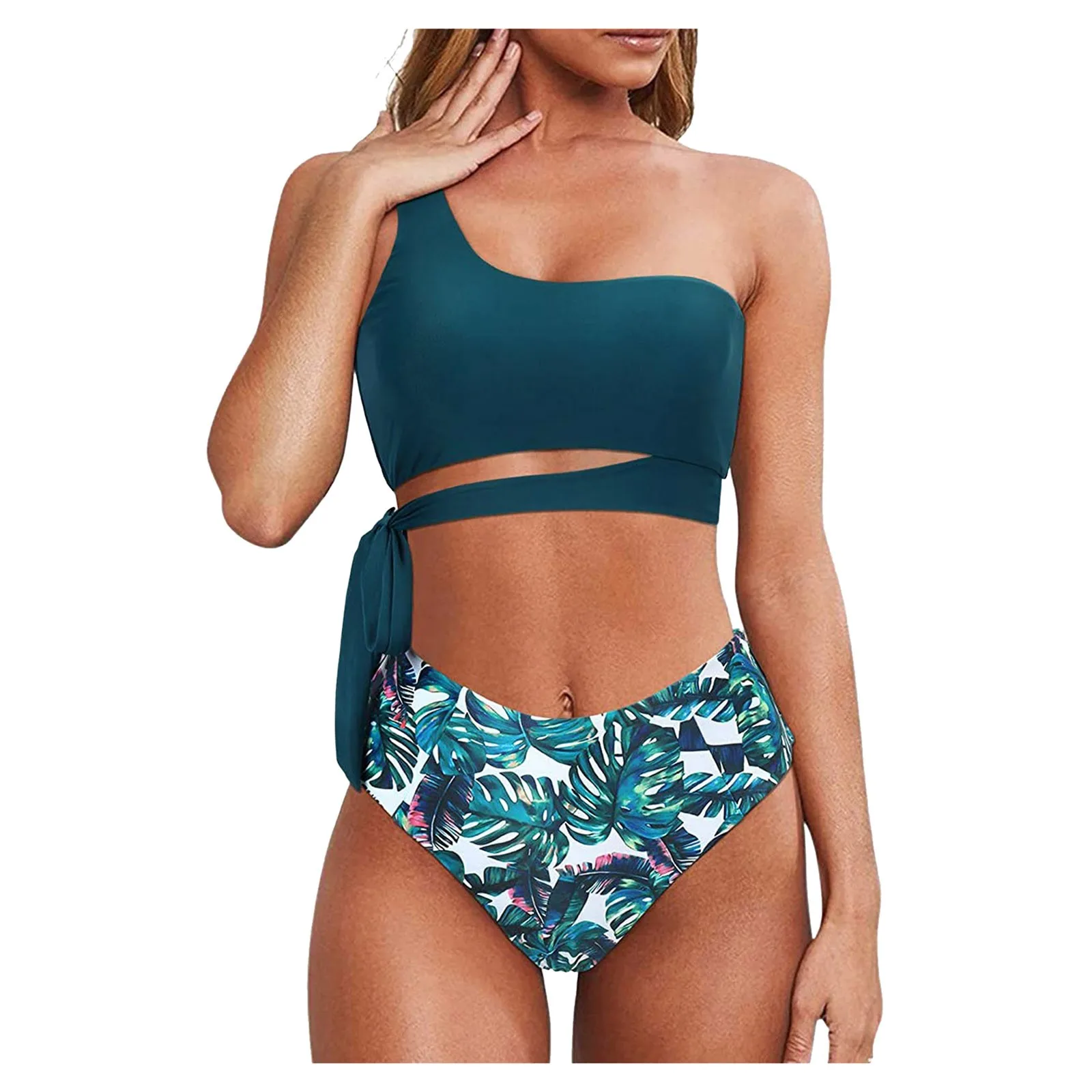 

Sexy Bikinis Set Push Up Swimwear Women Gradient Print Swimsuit One Shoulder Bathing Suit Plus Size Swimming Suit For Women