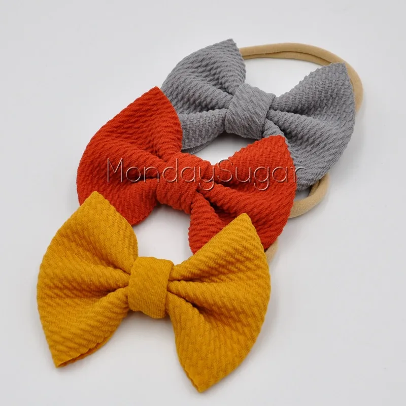 140pcs/lot Waffle Hair Bow Headband Handmade Fabric Soft Nylon Band Infant Accessory | Детская одежда и обувь