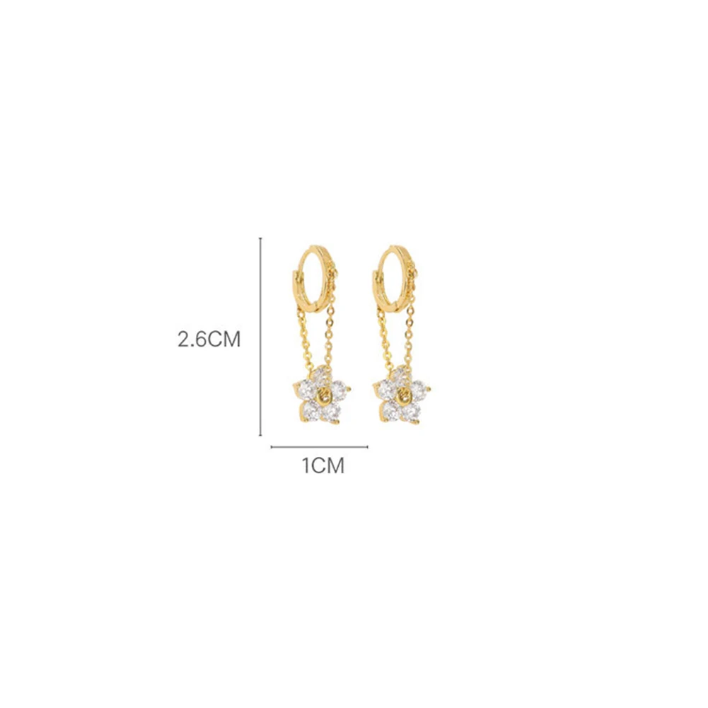 

Korean Elegant Zircon After Hanging Drop Earrings For Women Girls Fashion Rhinestone Flower Chain Pendientes Jewelry Earring