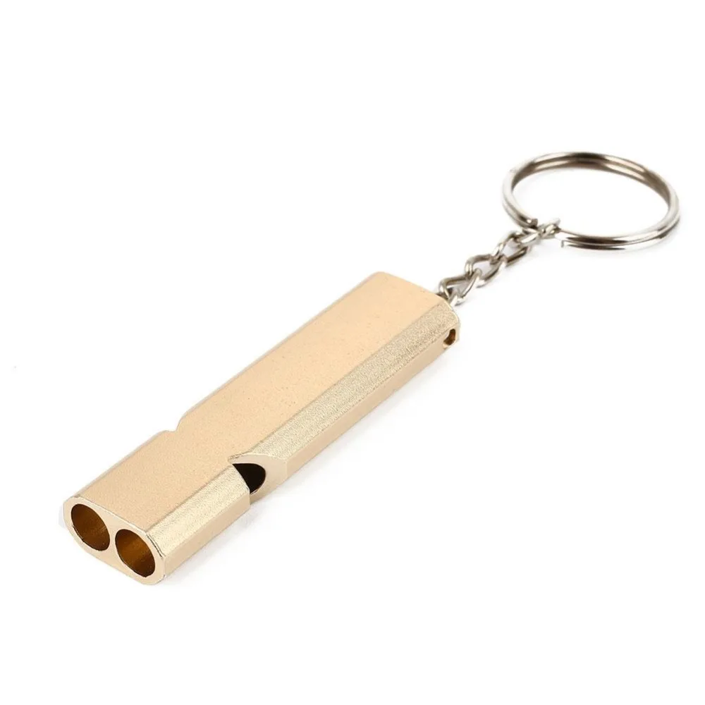 

Metal Double Channel Whistle Key Chain Camping Hiking Outdoor Emergency Survival Whistle High Decibel