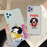hot mafalda phone case for iphone x xr xs 7 8 plus 11 12 13 pro max 13mini translucent matte shockproof case