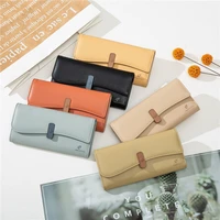 new long womens wallets candy color three fold female hasp purses girls pu leather card holder ladies money coin bags clutch
