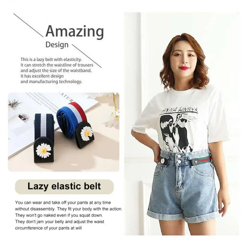 Пряжка бесплатно Эластичный ремень для джинсов брюк унисекс Невидимый без