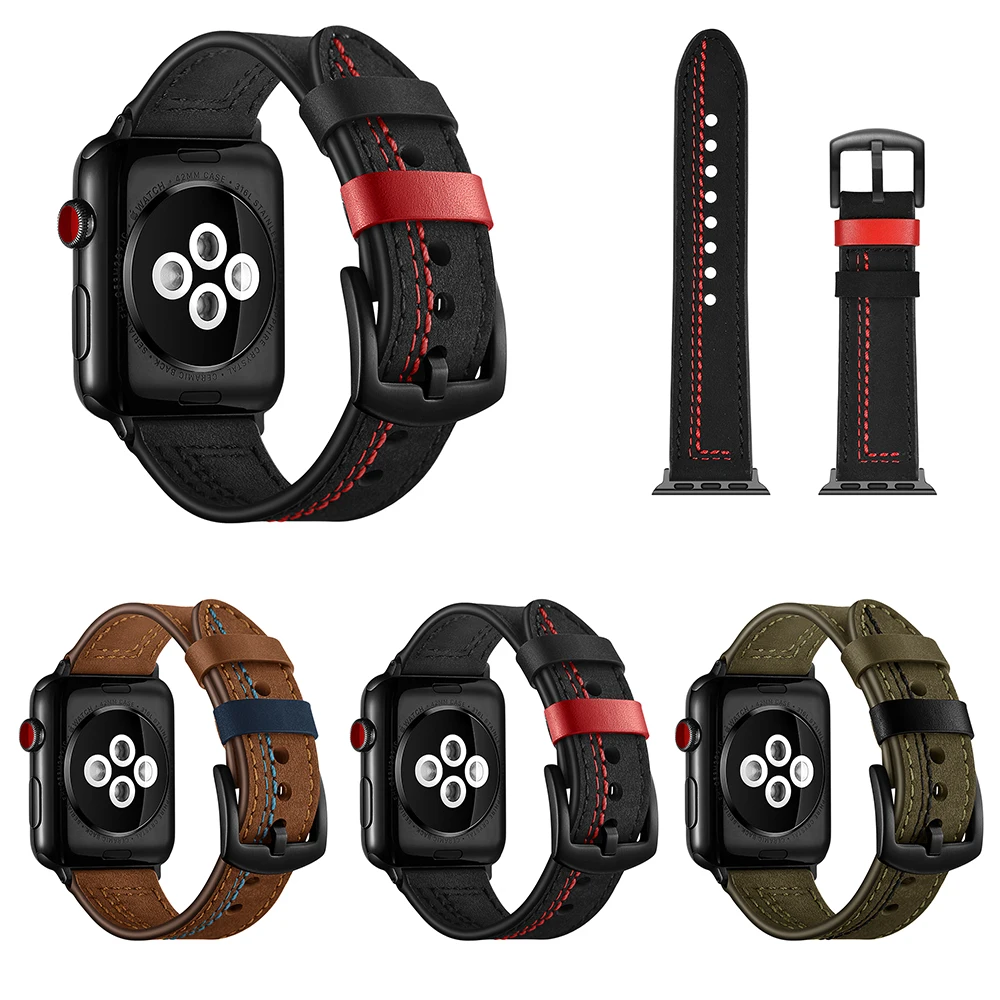 Ремешок из натуральной кожи для Apple Watch 38 мм 40 42 44 кожаный ремешок iWatch серии 2 3 4 5