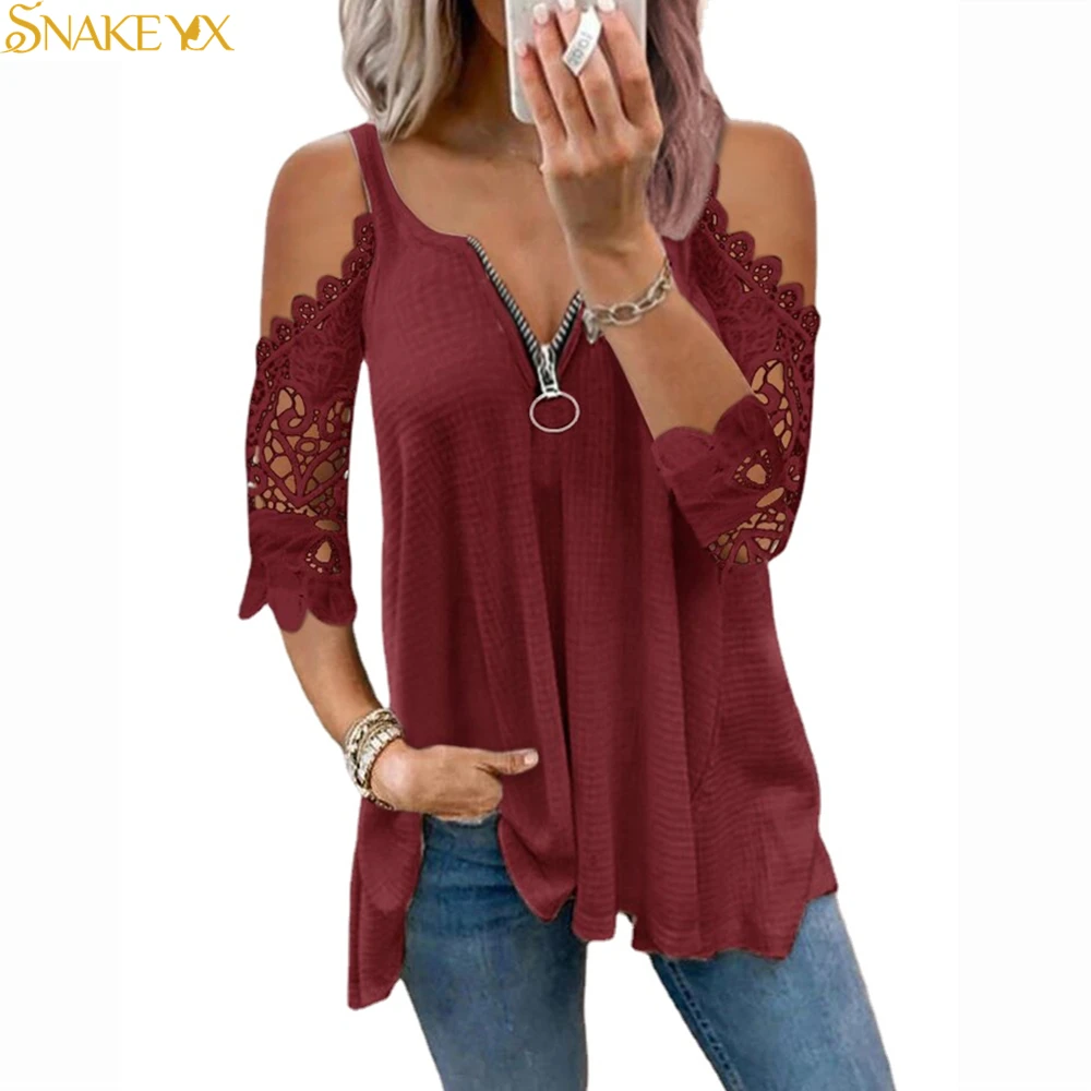 

SNAKE YX Sling Hollow Lace Sleeve Knitted Vest Tank Top Women