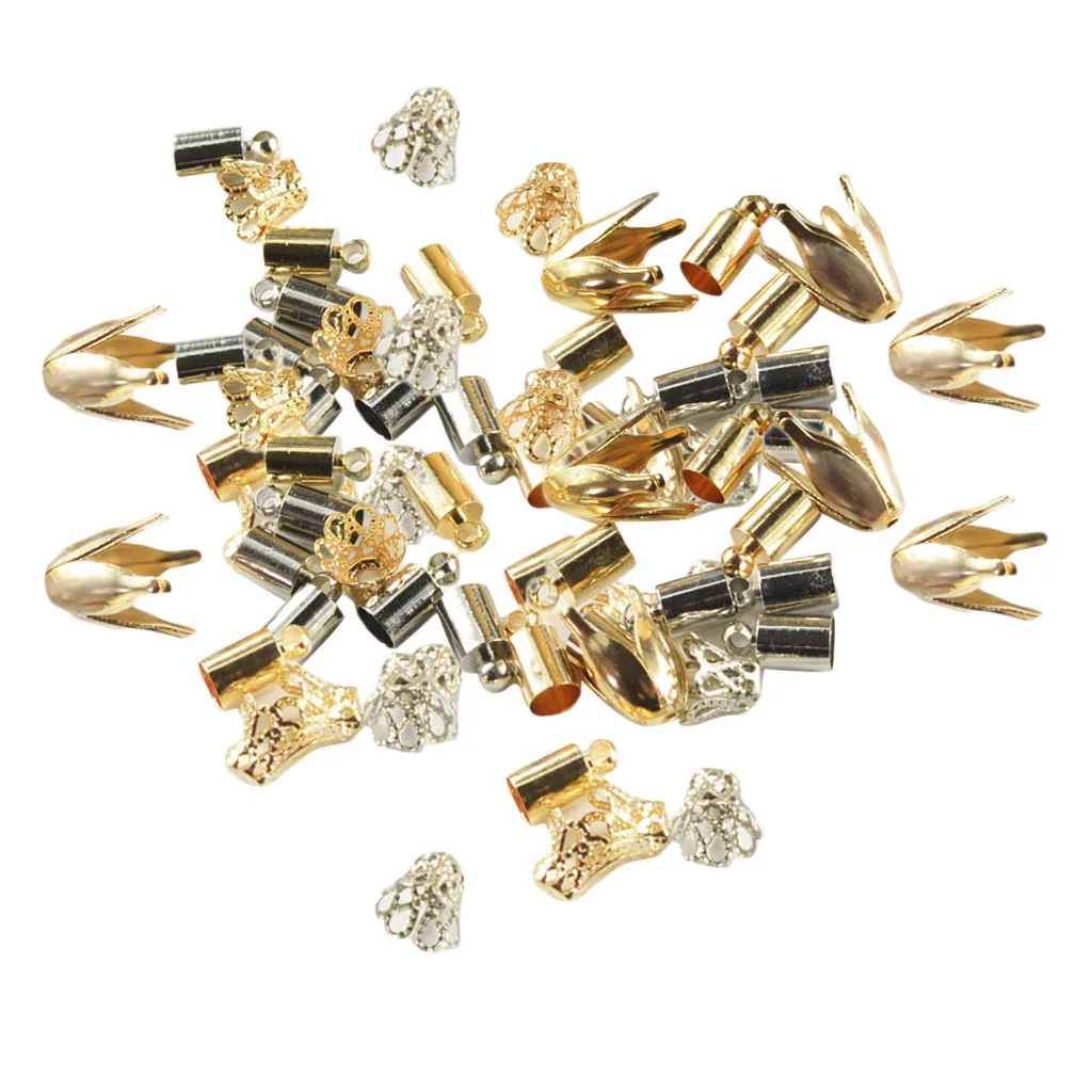 50 шт металлическая кисточка Концевая крышка кожаный шнур колпачки амулеты