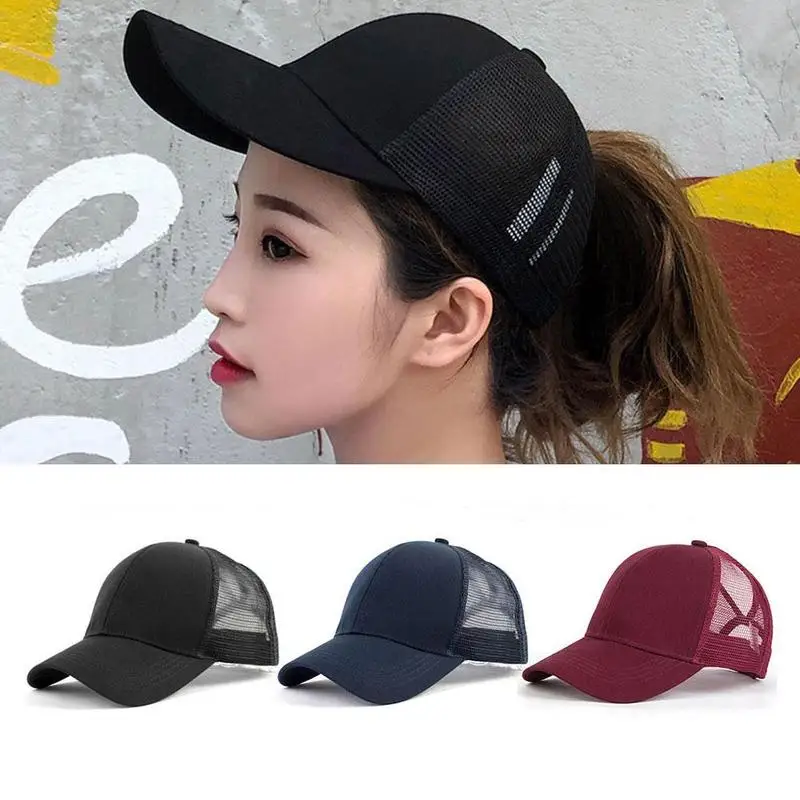 

Летняя женская кепка s из хлопка, цветная солнцезащитная Кепка с открытой задней крышкой, бейсболка для конского хвоста