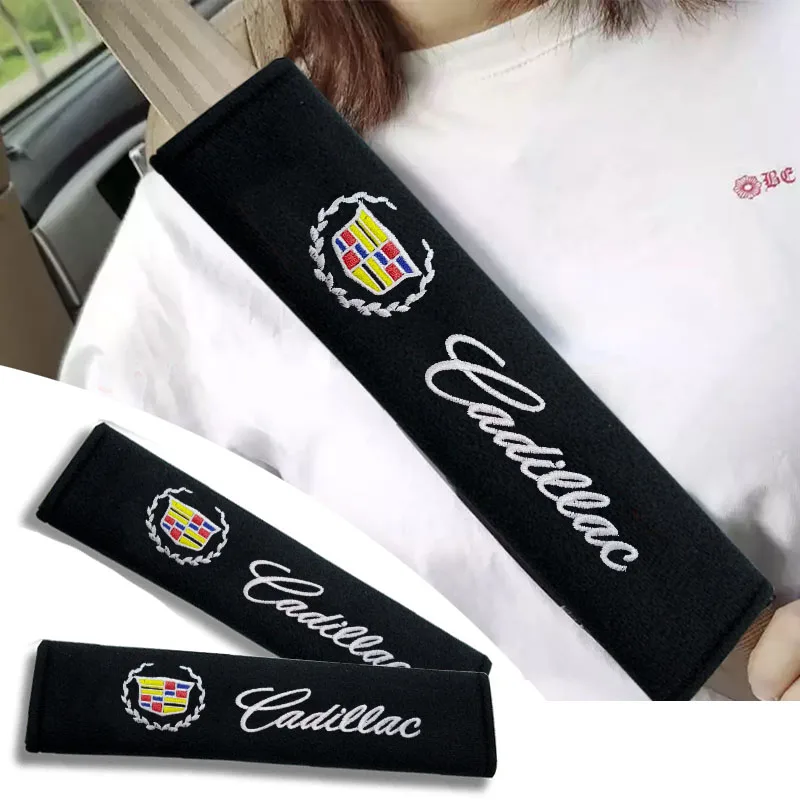 

2pcs Car Seat Belt Breathable Protection Shoulder Cover Interior Decoration for Cadillac Escalade Seville XT5 CTS BLS SLS DTS Et