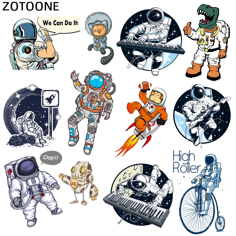 

ZOTOONE Astronaut Patch Space Planet Mechanic Stickers Iron on Transfers for Clothing Accessory Applique DIY Heat Transfer H