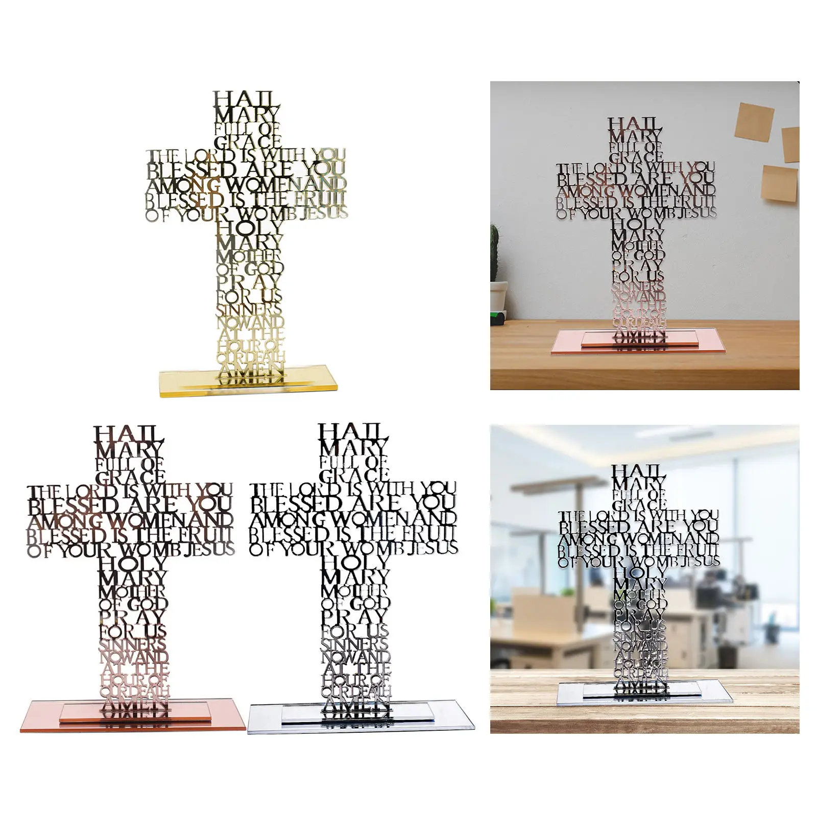 

Church Standing Crucifix Jesus Home Scriptures Cross Statue Cabinet Home Easter Ornament