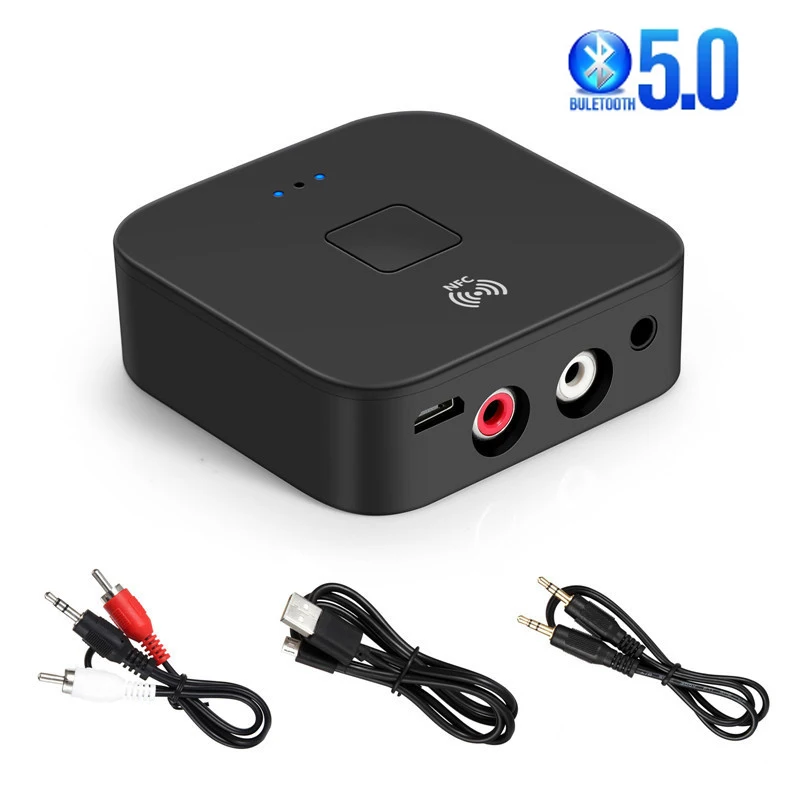 

Bluetooth 5.0 Receiver NFC Bluetooth 3.5mm AUX/RCA HIFI Car 10m Wireless Music Audio RAC Receiver For Car PC Headphone Speaker