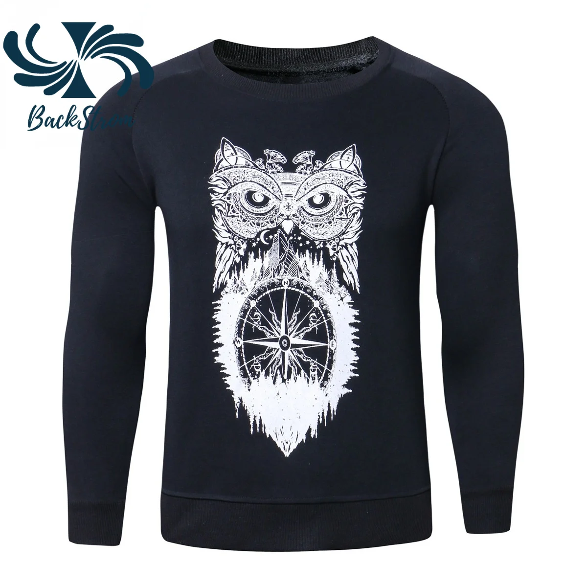 

Мужской свитшот BACKSTROM, весенний пуловер с принтом совы, размера плюс