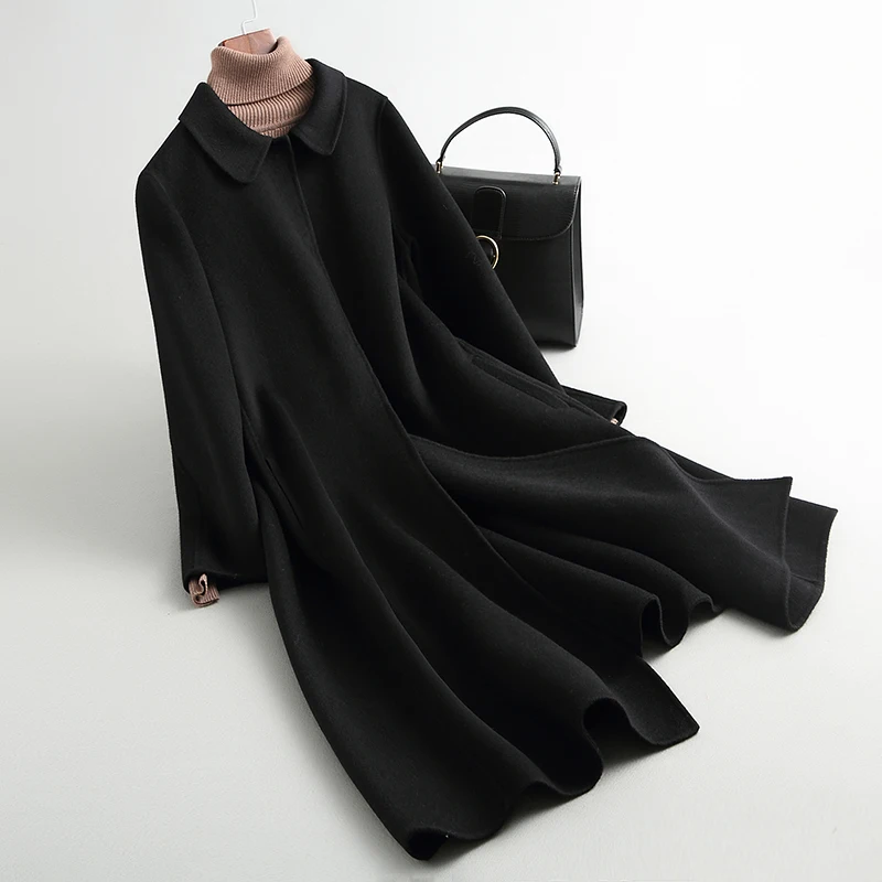 Женская зимняя куртка 100% пальто женская ручная работа двухсторонняя шерсть