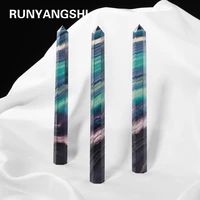 15 16cm 1pc natural rainbow fluorite slender crystal column striped fluorite point magic wand healing hexagonal treatment stone