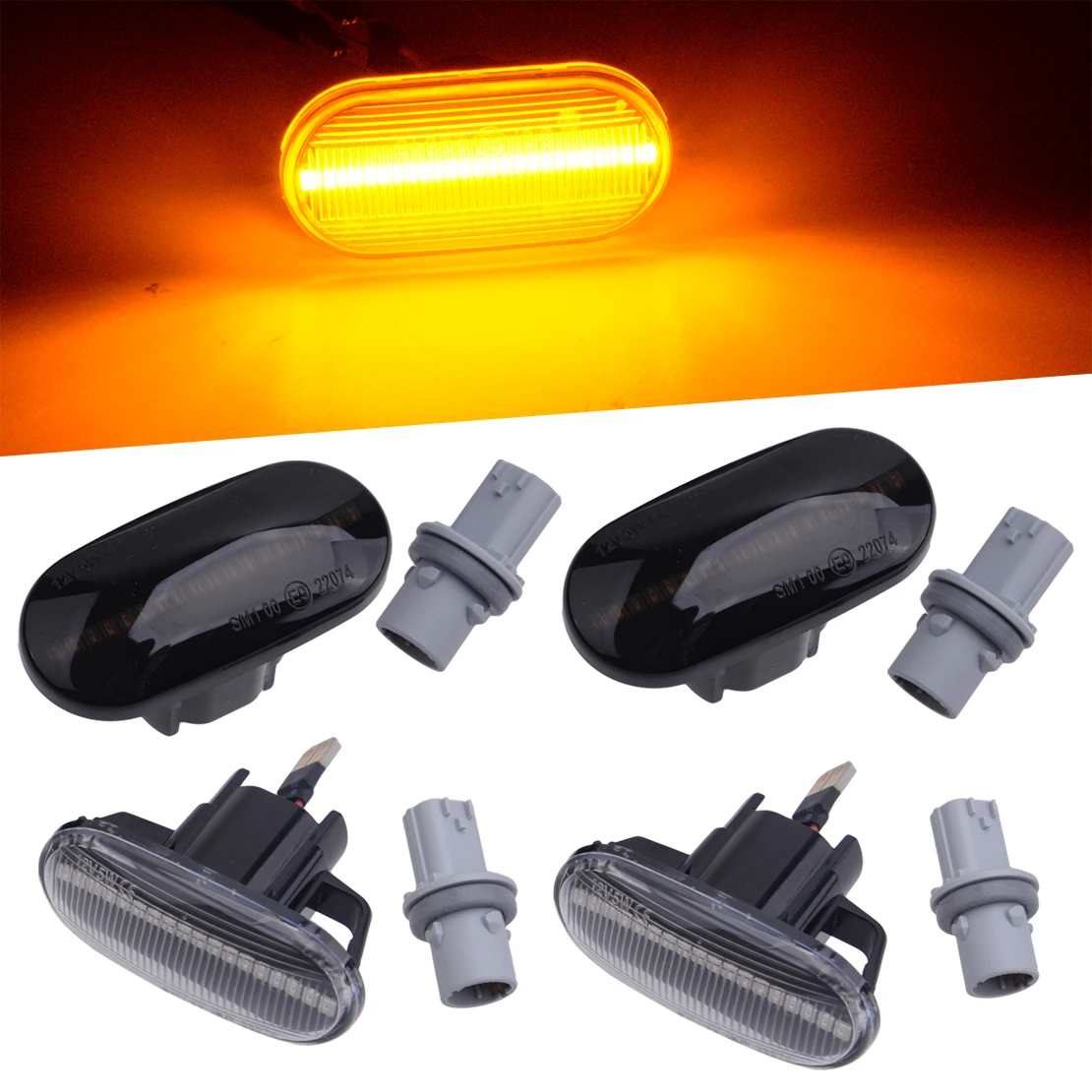 

2 шт. новый автомобильный Динамический светодиодный габаритный сигнальный светильник, желтая лампа, подходит для Honda Civic Del Sol S2000 Acura Integra