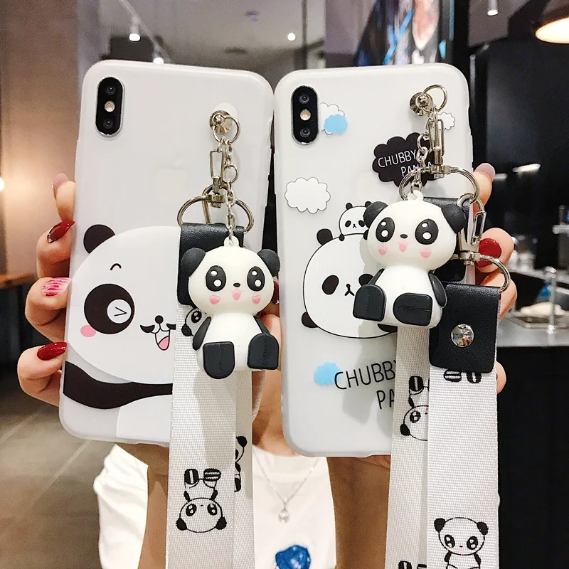 Забавный мультяшный чехол для телефона с пандой для iphone X XS чехол для MAX XR для iphone 7 6s 8 plus милый чехол кукла подставка поддержка мягкий чехол s Capa