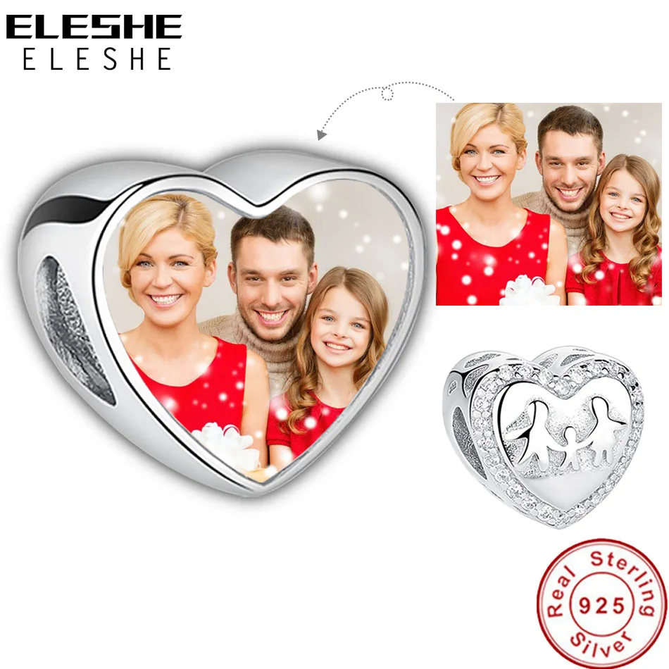 ELESHE Love is Семья 925 пробы серебряные изготовленные на заказ фото сердце