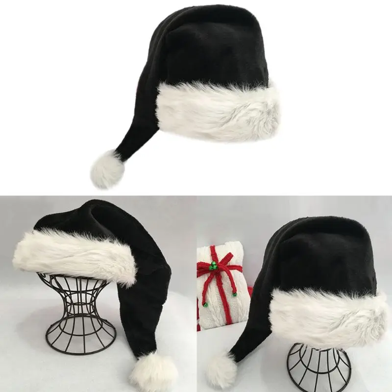 Фото 75 см взрослая черная плюшевая длинная Рождественская шапка Рождественский