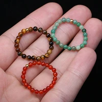 natural stone rings round beads shape rings for activity wear fashion accessories women festival gifts perimeter 5 5cm size 3mm