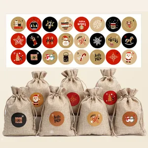 24 шт.компл. с Рождеством и новым календарем, бумажная наклейка с номером печенья, конфетная печать, рождественские украшения, сделай сам, подарочная упаковка, этикетка