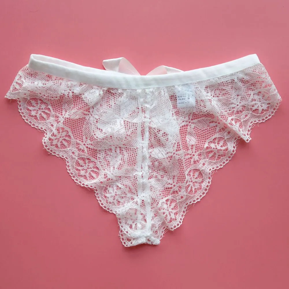 

Litthing New Sexy Lace String Transparent Panties Women Back Bow Cute Thong Women's Seamless Briefs Fashion Underwear Women