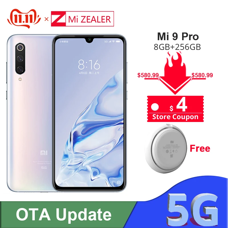 Оригинальный Xiaomi Mi 9 Pro 5G Snapdargon 855 Plus 8 ГБ ОЗУ 256 Гб ПЗУ 48мп камера AI 4000 мАч