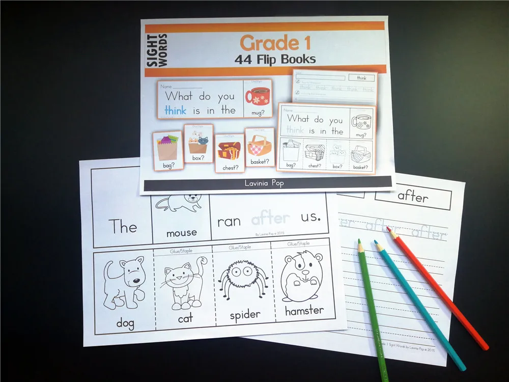 Fluency Flip Books Color/Number/Pre Primer Sight Words/Primer/Grade 1 тренировочная бумага для дошкольников