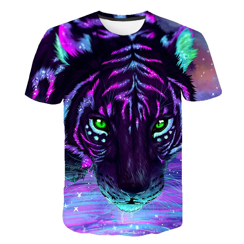 

Summer 3D Tiger T-shirt Men Fashion Printing 3D Round Neck T Shirt Short Sleeve Harajuku Hip Hop Cute Casual T Shirt 2021
