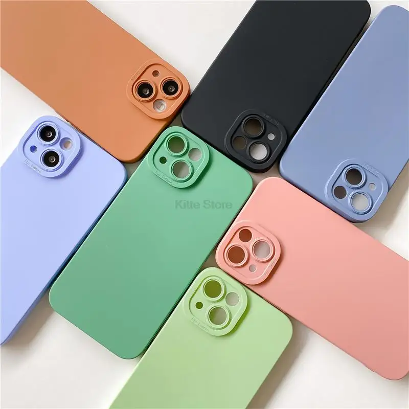

13 Pro Case Candy Matte Soft Silicone Phone Case For iPhone 11 12 Pro Max XS X XR 7 8 Plus SE Lens Protection Bumper Back Cover