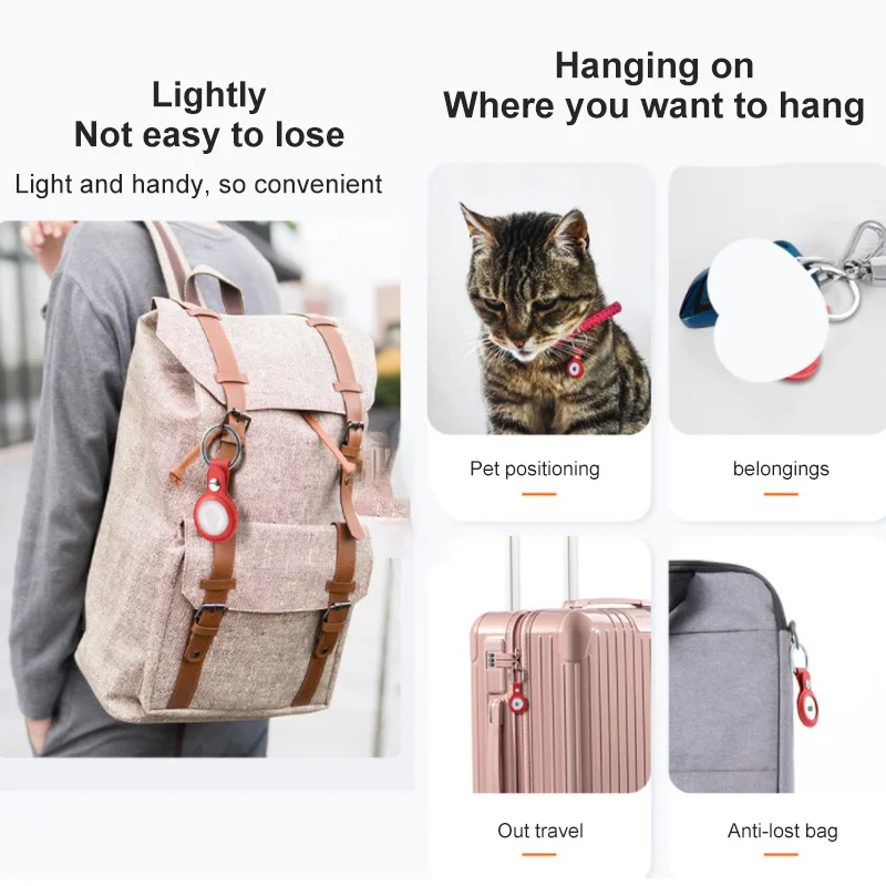 

Leather Case For Apple Airtags Protective Cover For Apple Locator Tracker Anti-lost Device Keychain High Quality Protect Sleeve