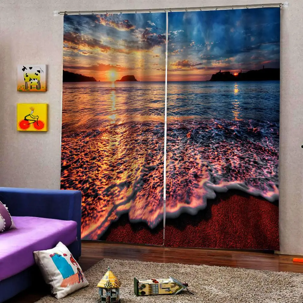 Длинные занавески с распылителем 3D для гостиной спальни затемняющие оконные