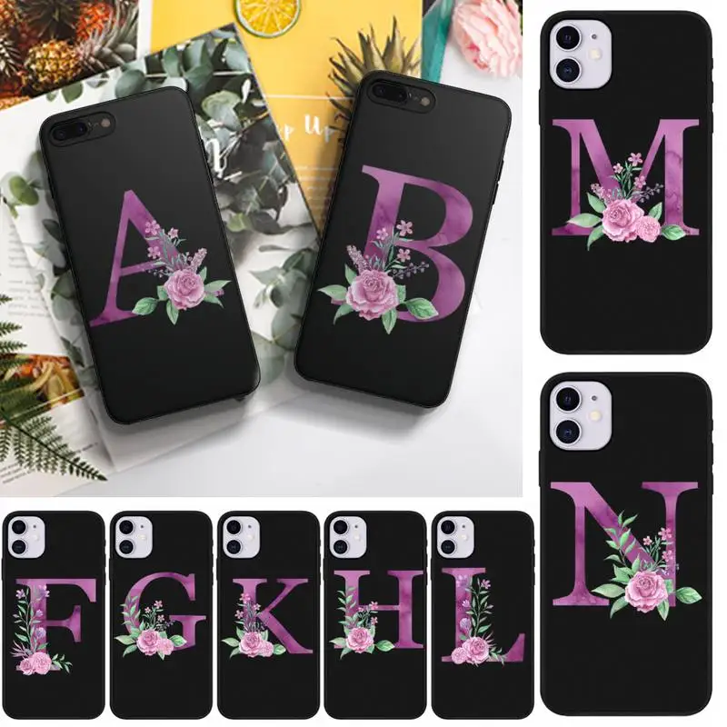 

Custom Name Letter Monogram Black Phone Case Fundas Shell Cover For Samsung S10 S20 Fe Lite S21 S30 ULTRA Plus 5G