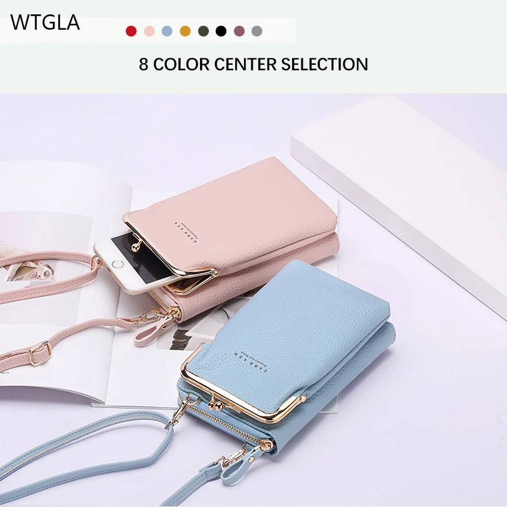 

2021 fashion Women Wallet Large Capacity Mobile Phone Bag Card Slot Adjustable Shoulder Strap PU Leather Mini Bag female