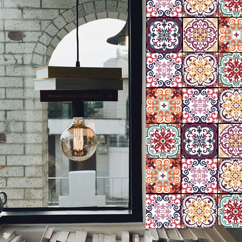 

Wall Stickers 6Pcs/ Set Retro Tiles Pvc Bathroom Kitchen Waterproof Self Adhesive Stickers DIY Ground Wall Floor Home Decoration
