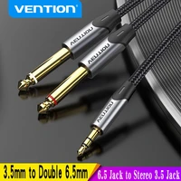 vention 3 5mm to double 6 5mm trs cable aux male mono 6 5 jack to stereo 3 5 jack audio cable for mixer amplifier 6 35 adapter
