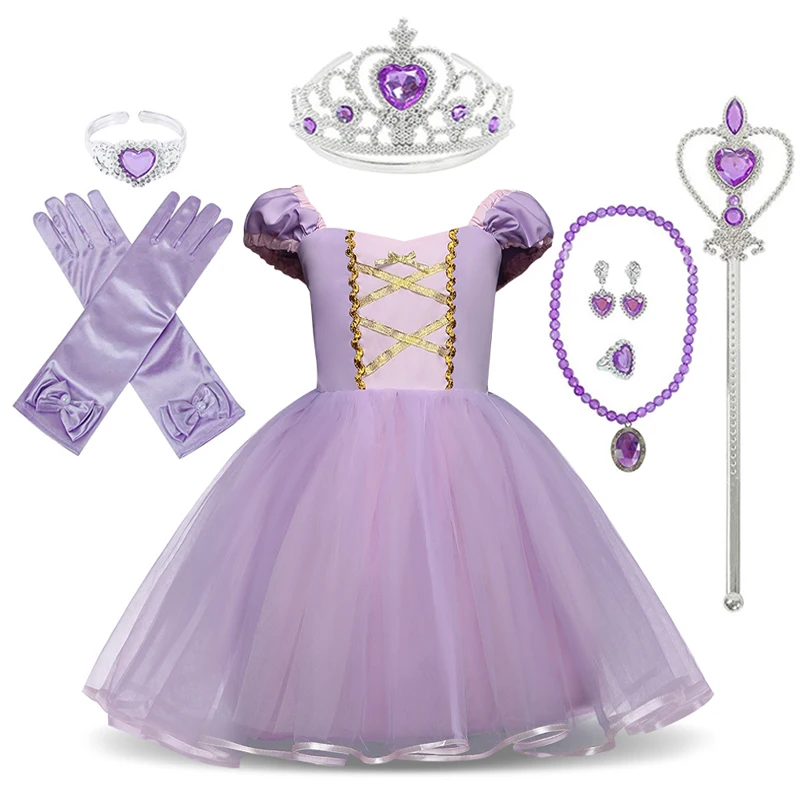 Purple 02-Sets Платье для маленьких девочек платье Белоснежки костюм принцессы Хэллоуин Одежда для косплея Для детей ясельного возраста вечерние ролевых игр детская одежда красивые платья для девочек - Цвет: Purple 02-Sets