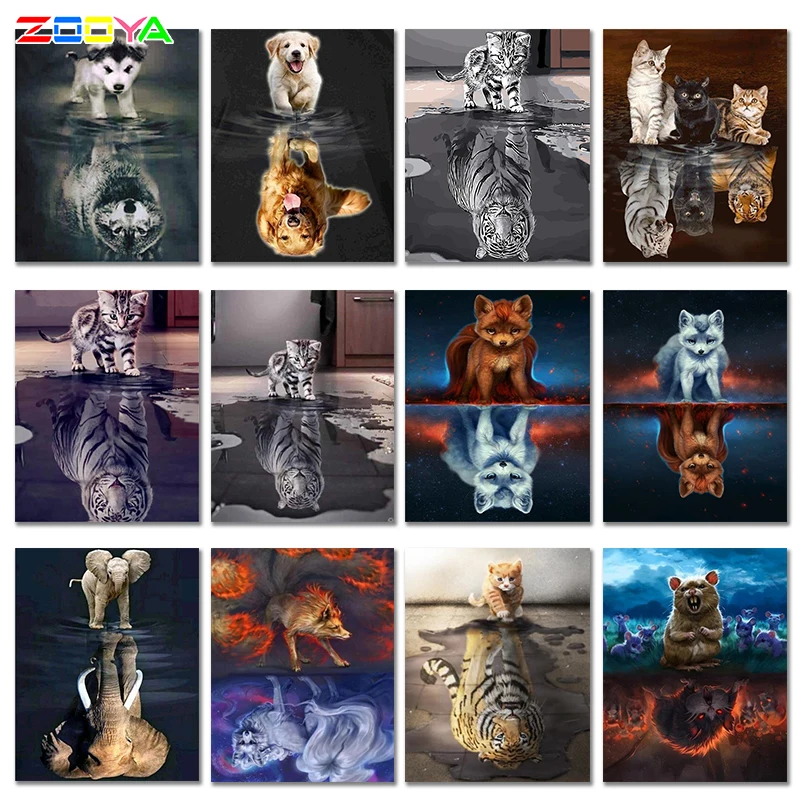 Zooya Алмазная картина кошка тигр полный квадратный Круглый Алмаз вышивка кошки