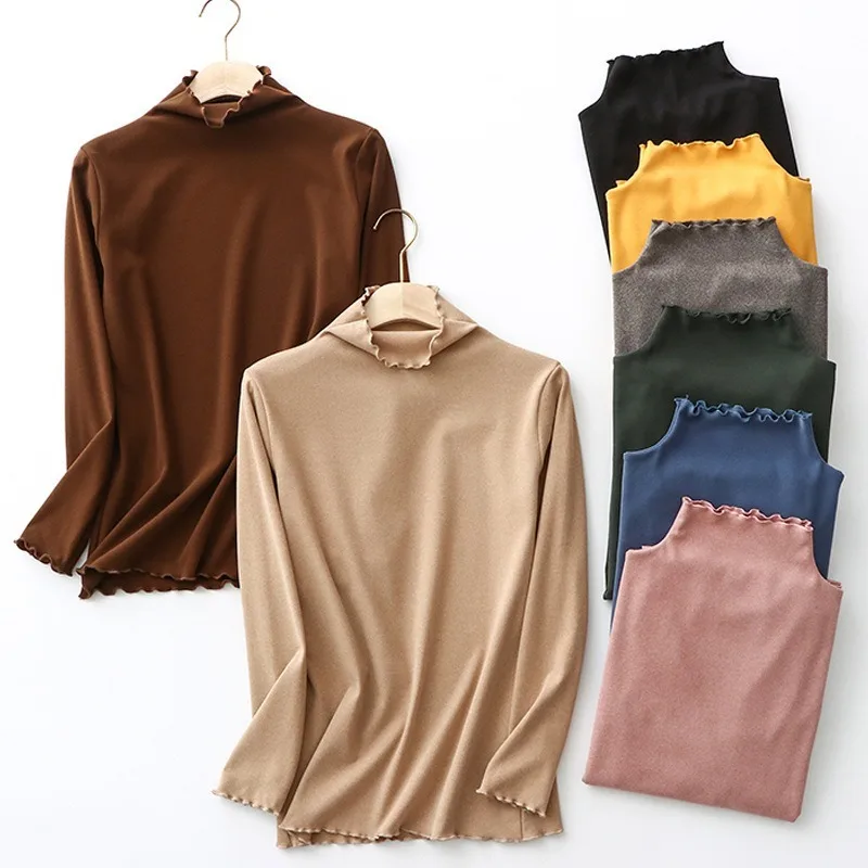 

Women's Oversize Knitted Sweaters Fashion 2020 Autumn Winter Slim Soft High Collar Long Sleeve Tops Pullover Wool Sweater Female